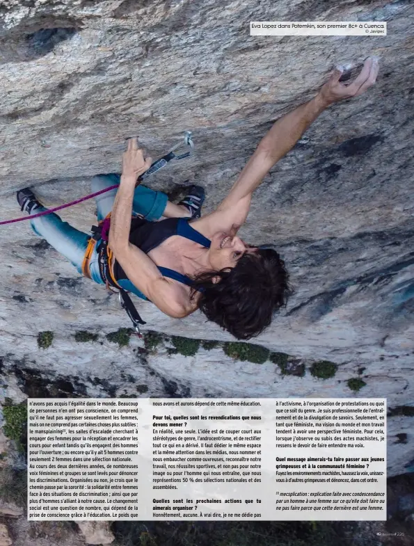  ?? © Javipec ?? Eva Lopez dans Potemkin, son premier 8c+ à Cuenca.