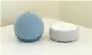  ??  ?? The fourth-generation Echo Dot (left) next to the third-generation (right). Photograph: Samuel Gibbs/The Guardian