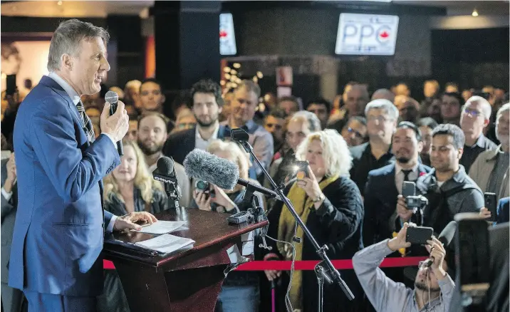  ?? J.P. MOCZULSKI FOR POSTMEDIA NEWS ?? Maxime Bernier holds a rally for his federal People’s Party of Canada in Toronto in mid-November.