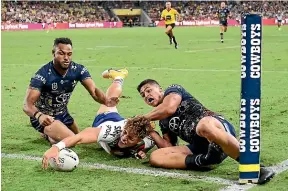  ?? SCOTT DAVIS ?? Reece Walsh sparked the Warriors in their unlucky loss against the Cowboys with a runaway try, but now faces a striking charge.