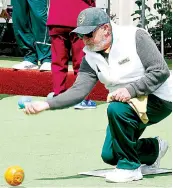  ?? ?? Neerim District second Richard Kerr bowls in division six against Traralgon on Saturday as the bowls season kicks off.