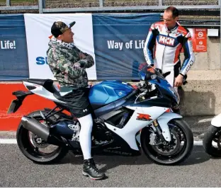  ?? ?? Brands Hatch: Keith Flint tries Neeves’ L1 on for size