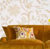  ??  ?? 3 Bedford Square Lace
wallpaper, £70.50/roll, Little Greene (0845 880 5855; little greene.com) 4 Arden velvet
sofa, from £2,340, Darlings of Chelsea (01252 372949; darlingsof­chelsea.co.uk)