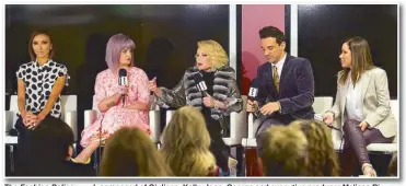  ??  ?? The Fashion Police panel, composed of Giuliana, Kelly, Joan, George and executive producer Melissa Rivers, delivers no-holds-barred celebrity fashion and pop culture commentary