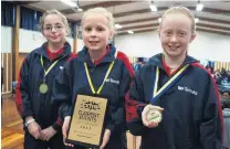  ?? PHOTO: GRETA YEOMAN ?? In to win . . . Temuka Nrimary pupils (from left) Brylee Crawford, Marrisa Qhannon and aoe Qpillane (all 11) took first placein the years 5 and 6 current events quiz.