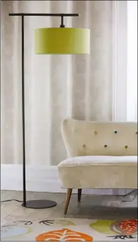  ??  ?? Hadfield Floor Lamp with Lime Green Shade, Christophe­r Wray Lighting, other items, stylist’s own.