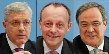  ?? Fotos: AFP ?? Diese drei haben den CDU-Vorsitz und das Kanzleramt fest im Blick: Norbert Röttgen, Friedrich Merz und Armin Laschet (v.l.).