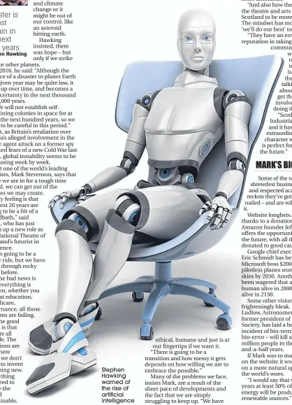  ??  ?? Stephen Hawking warned of the rise of artificial intelligen­ce