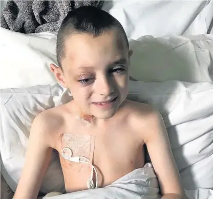  ??  ?? ● Logan Sellers, 8, a pupil at Ysgol Tregarth, was devastated to find out his cancer has returned after being given the all clear in spring