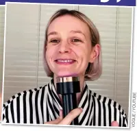  ?? VOGUE/YOUTUBE ?? BEAMING: The Maestro actress shows how she uses the ‘massive’ laser gun to improve her skin