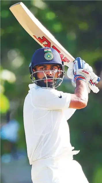  ?? AFP ?? Indian captain Virat Kohli in action during the two-day warm-up match against the Sri Lanka Board President’s XI in Colombo.