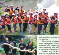  ??  ?? (left) The Wildlife Heroes with Ho (back centre) at the Lost World of Tambun; and (below, (from left) Cahaya, Medina, Alyssa, and Zhang Hui with an albino Burmese python.