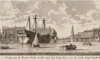  ??  ?? The print by Hendrik de Leth shows the slave ship docked in Amsterdam. Photograph: de Volkskrant