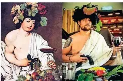  ?? FOTOS: TOM WOLFF ?? Links: Der junge Weingott Bacchus, dargestell­t vom barocken Meister Caravaggio und nachgestel­lt von Tom Wolff.
Rembrandts „Betende alte Frau“– nachgestel­lt von Tom Wolff.