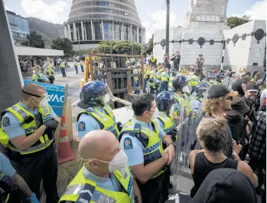  ?? Photo / George Heard ?? Protesters are due back in Wellington this week, six months after a lengthy anti-mandate protest on Parliament grounds ended in chaos.