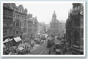 ??  ?? Bigg Market, Newcastle upon Tyne, c1920. Bainbridge’s on the left was one of the world’s first department stores.