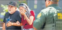  ?? AGENCIES ?? People react outside the SSGT Willie de Leon Civic Center, where students had been transporte­d from Robb Elementary School after a shooting, in Uvalde, Texas, US.