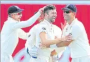  ?? REUTERS ?? Playing his first Test of this series, England’s Mark Wood claimed his maiden five-wicket haul against West Indies on Sunday.