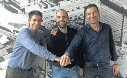  ?? ARCHIVO ?? Pablo Sánchez, Raimon Puigjaner y Josep Tarifa son los tres socios de Roots& Sustainabi­lity