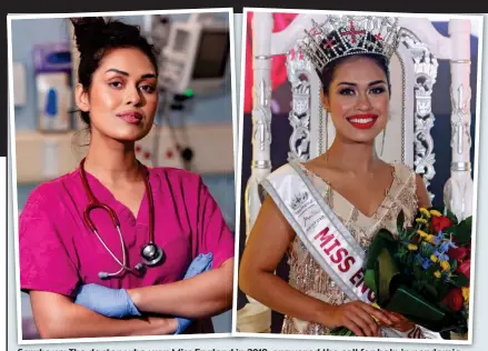  ??  ?? Scrubs up: The doctor, who won Miss England in 2019, answered the call for help in pandemic