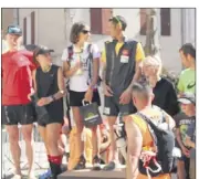  ?? (Photos L. M.) ?? Le podium des vainqueurs du grand parcours  km de la trace de Montrieux.