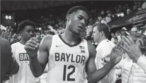  ?? ASHLEY LANDIS/THE DALLAS MORNING NEWS ?? Baylor Bears guard Jared Butler (12) reacts to a loss to Kansas on Feb. 22, 2020 in Waco, Texas.