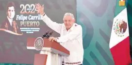  ?? ?? l Andrés Manuel López Obrador, presidente de México, en conferenci­a de prensa matutina desde Tamaulipas.