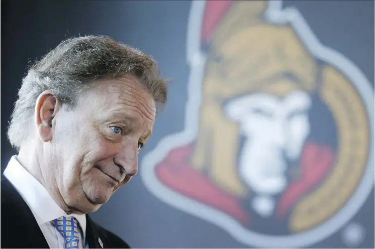  ?? TONY CALDWELL ?? Sens owner Eugene Melnyk had an Ottawa reporter booted from the team’s charter flight Friday when Postmedia’s Ken Warren was denied access following Ubergate.
