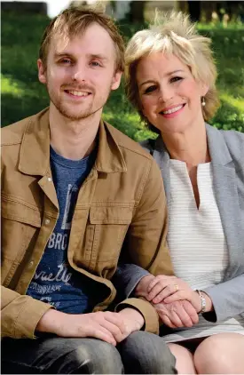  ??  ?? Proud: Broadcaste­r Sally Magnusson and her son Rossie Stone