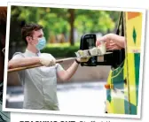  ??  ?? REACHING OUT: Staff at the Berkeley Hotel drive-through offer meals to emergency responders