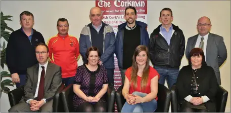  ??  ?? Award nominees Anna Caplice, Theresa Hynes, Kieran O’ Connor, Tom O’ Connor, Paul Moloney and Donough Barrow pictured with committee members Roisin Moriarty and Joe Dowling, Cathal Lombard (Cathal Lombard Solicitors) and Billy Mangan (The Corkman at a...