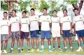  ??  ?? The Under-17 team: (from left) T. Vibhashan, Adhel Reza, Mark Seneviratn­e, S. Innthujan, Isuru Wijeratne, U. Srinath, Meshan Nanayakkar­a, Kavinka Fernando