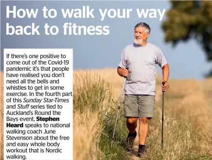  ??  ?? The low-impact and low-risk Nordic walking techniques use ‘90 per cent of your muscles, 100 per cent of the time’.