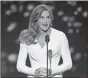  ??  ?? This July 15, 2015, file photo shows Caitlyn Jenner accepting the Arthur Ashe award for courage at the ESPY Awards.