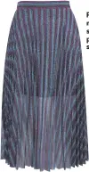  ??  ?? Purple metallic stripe pleated midi skirt, £40