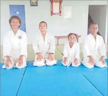  ?? Picture: Fiji Judo Federation ?? Young judokas, from left, Rosana Ladiniwasa, Watson Qalikaono, Ema Kuruvoli and Kaveni Tuisavura, during a training session at the Judo Training Centre at Nabua, Suva, last week.