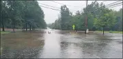  ?? PHOTO COURTESY DEBBY HIGH ?? Rainwater floods roads in Perkasie on Aug. 4 as Tropical Storm Isaias moves through the area.