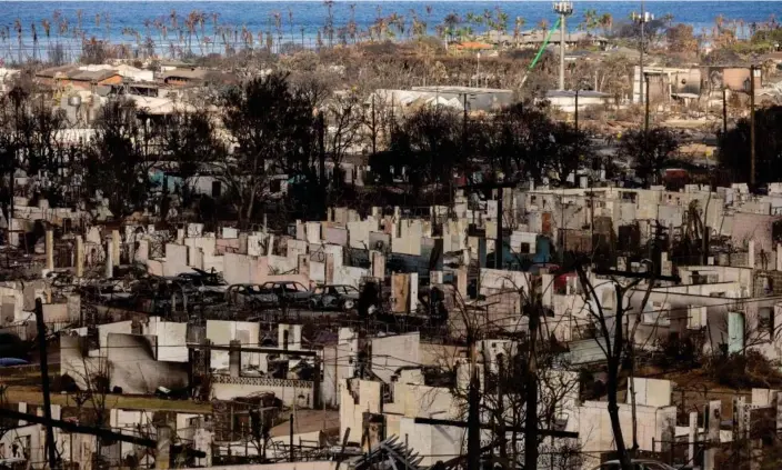  ?? Photograph: Yuki Iwamura/AFP/Getty Images ?? Burned buildings pictured in the aftermath of the Maui wildfires in Lahaina, Hawaii.