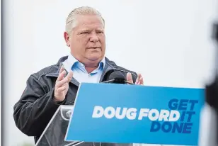  ?? BOB TYMCZYSZYN TORSTAR ?? Progressiv­e Conservati­ve leader Doug Ford said “twinning the skyway is a vital project that will better connect St. Catharines to the rest of the region.”