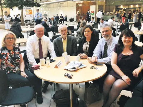  ??  ?? Jeremy Corbyn hosts Martin McGuinness and Gerry Adams in Portcullis House, as well as Sinn Fein’s Jayne Fisher, deputy-leader Mary Lou McDonald and Michelle Gildernew