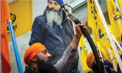  ?? ?? Protesters demonstrat­ing outside the Indian consulate in Vancouver, Canada, last June over the killing of Hardeep Singh Nijjar. Photograph: Ethan Cairns/AP