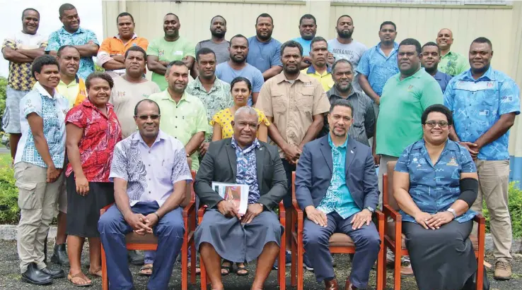  ?? ?? Staff of Nasinu Forestry Centre with the Honourable Minister for Fisheries and Forestry, Kalaveti Vodo Ravu, (seated 2nd from left) during his Central Division tour.