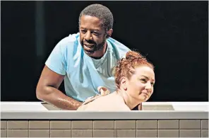  ??  ?? Tender: Adrian Lester and Katy Sullivan in Costat Hampstead Theatre