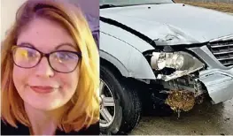  ?? ?? Cassidy Ritchie and the damaged SUV where police say they found her body underneath clothes in the back (Tulsa Police Department)