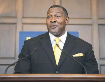  ?? Gracey Evans/Post-Gazette ?? Anthony Hamlet speaks at a news conference for Pittsburgh Public Schools in 2016.