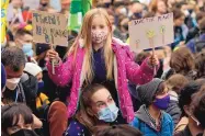  ?? ALBERTO PEZZALI/ASSOCIATED PRESS ?? A rally outside the climate talks in Glasgow, Scotland, drew tens of thousands of youths who are frustrated by negotiatio­ns of minutiae that they describe as “blah-blah-blah.”