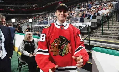  ?? GETTY IMAGES ?? The Hawks selected Jake Wise, a center from the U. S. developmen­t program, with the first of their third- round picks Saturday.