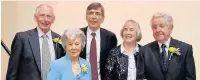  ??  ?? ●» MP David Rutley at the celebratio­n dinner with John Venables (far left), John Ryder and their wives