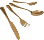  ??  ?? This gold cutlery from Wilko looks glamorousb­ut is only £20 for a set, so ideal if you’re having to buy more than a few place settings