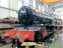  ?? OWEN HAYWARD ?? GWR 4-6-0 No. 7812 Erlestoke Manor is progressin­g rapdily inside Tyseley Locomotive Works on June 11.